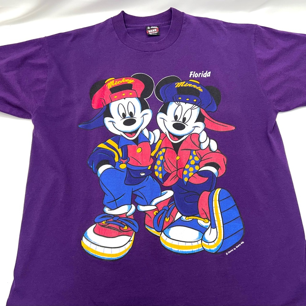 Vintage Mickey Minnie Disney T-shirt Hip Hop Tee 90s XL Single Stitch Oversized